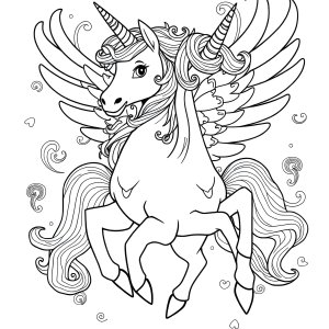Pegasus Unicorn Coloring Page Hard coloring page for kids
