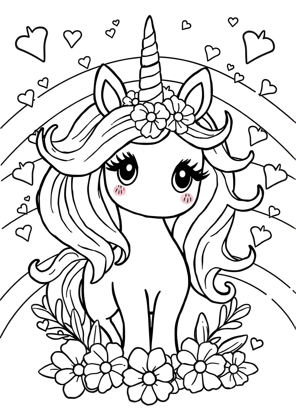 Unicorn Girly Coloring Page coloring page for kids
