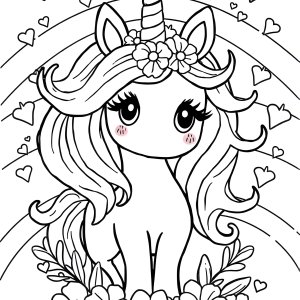 Unicorn Girly Coloring Page coloring page for kids