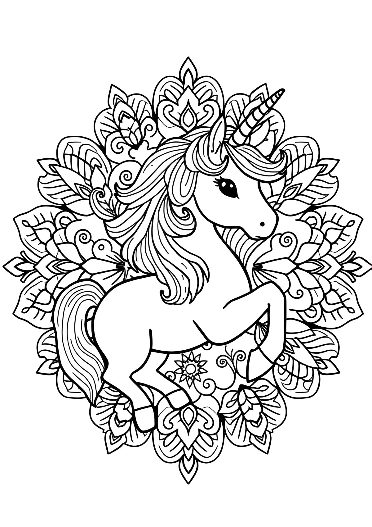 Free Printable Unicorn Mandala Coloring Page coloring page for kids