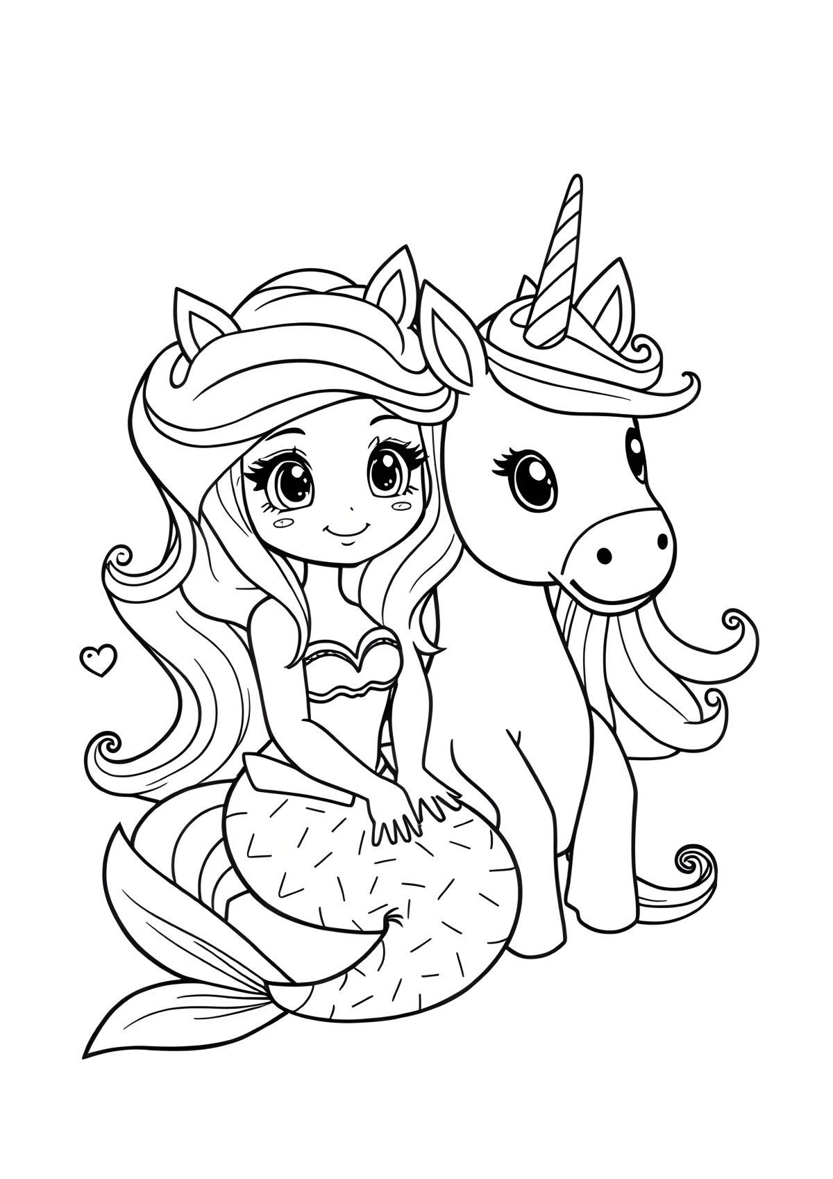 Mermaid Ice Cream Mermaid Cute Unicorn Coloring Page coloring page for kids