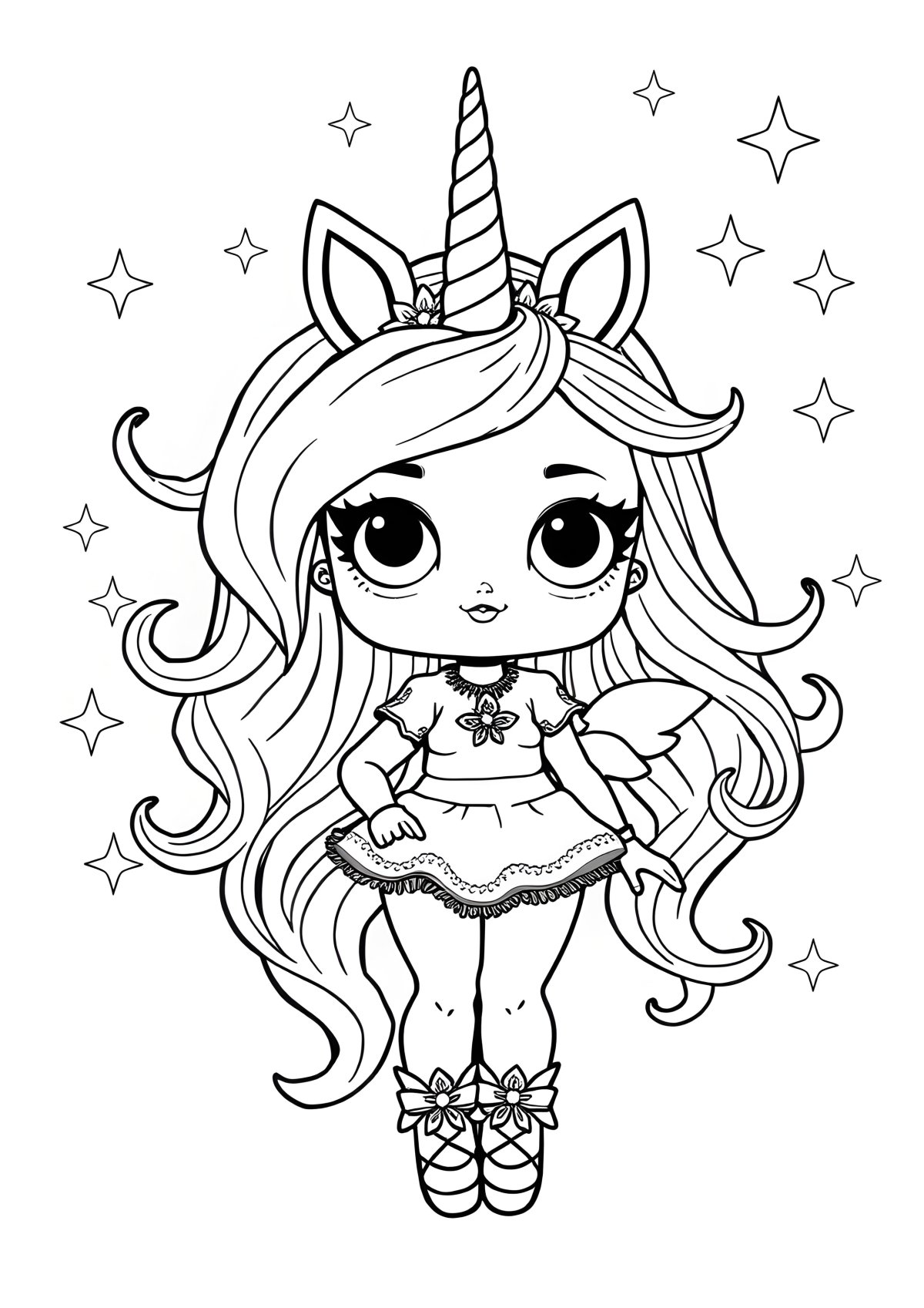 Unicorn Coloring Fashion Doll Lol Omg Coloring Page coloring page for kids