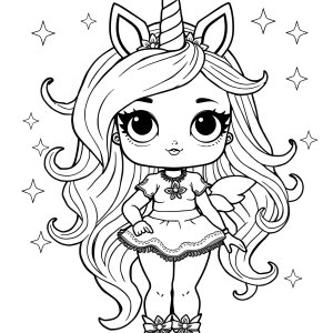 Unicorn Coloring Fashion Doll Lol Omg Coloring Page coloring page for kids
