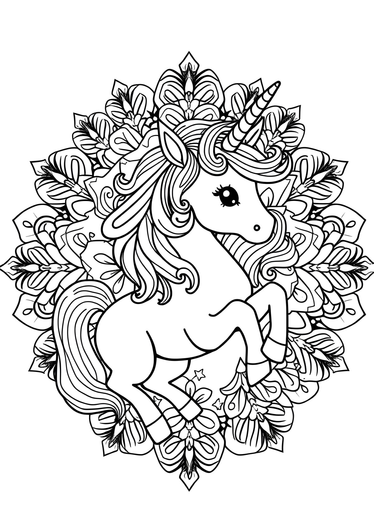 Mandala Coloring Page Unicorn coloring page for kids
