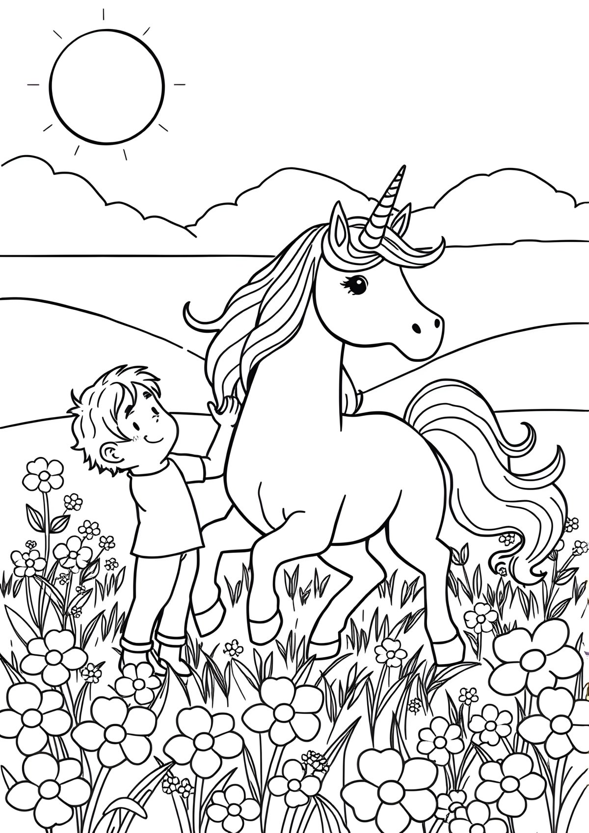 Unicorn Coloring Page For Boys coloring page for kids