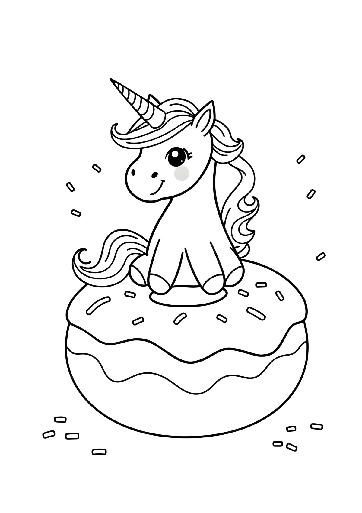 Unicorn Donut Colouring Page coloring page for kids